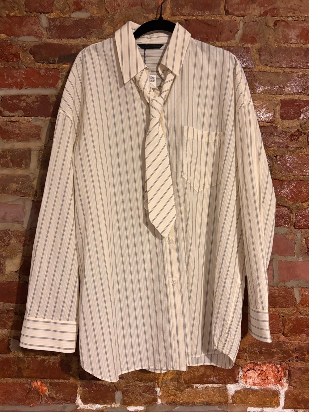 NWT Zara Italy Pinstripe Shirt w/ Neck Tie